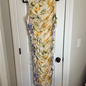 Anthropologie Yellow and Purple Floral Maxi Dress